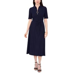 Womens MSK Elbow Sleeve ITY Half Zip Neck Midi Dress