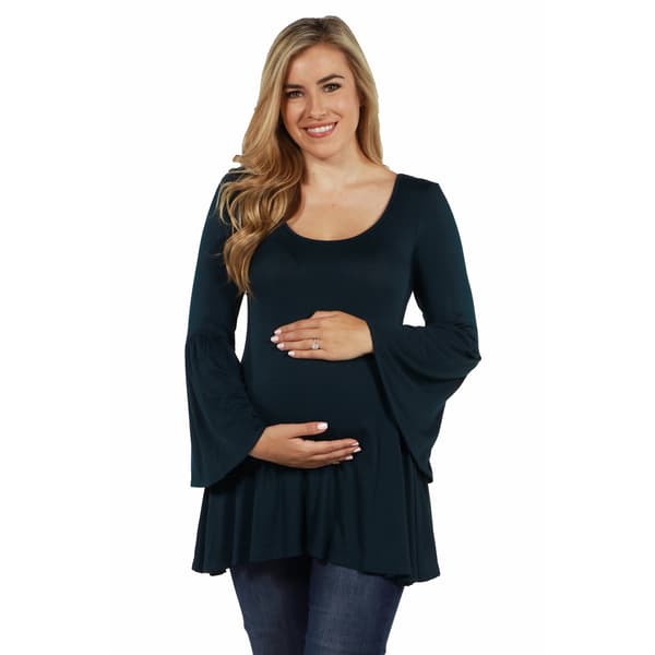 Plus Size 24/7 Comfort Apparel Bell Sleeve Flared Maternity Top - image 