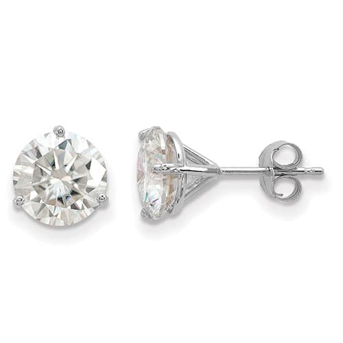 True Light(tm) 8.0mm Round Moissanite Martini Post Earrings - image 