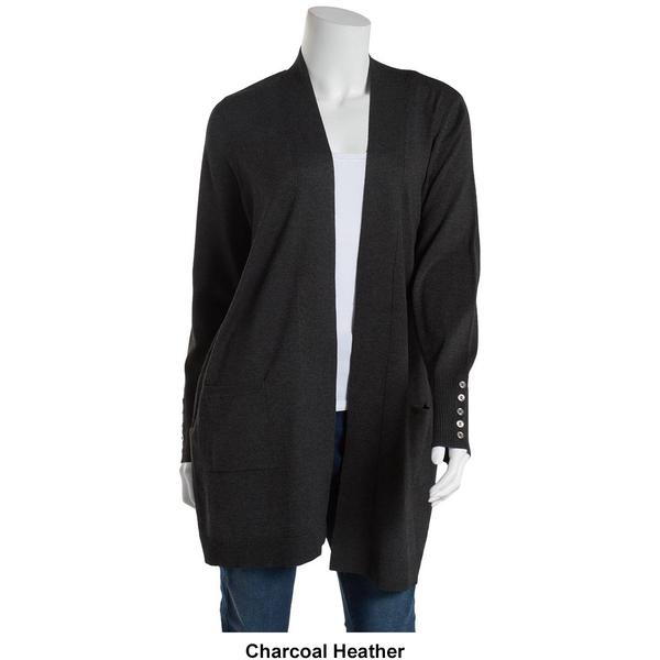 Plus Size 89th & Madison Long Sleeve Button Cuff Solid Cardigan
