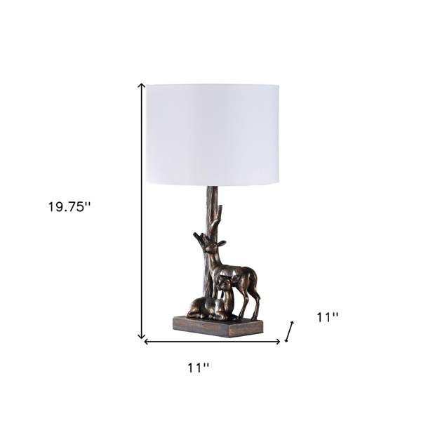 HomeRoots 20in. Bronze Mom & Baby Deer Table Lamp