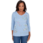 Petites Alfred Dunner Hilton Head Cross Stitched Floral Top - image 1