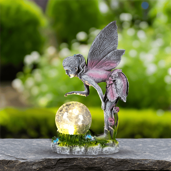 Northlight Solar Fairy with Gazing Ball Outdoor Garden Statue - image 
