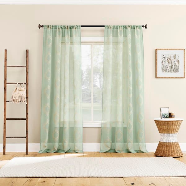 Rivalie Embroidered Sheer Rod Pocket Panel Curtain - image 