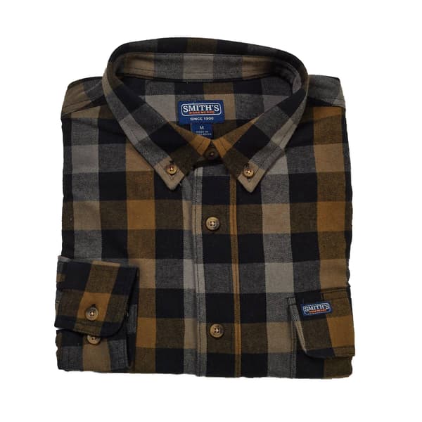 Mens Smith's Plaid Flannel Shirt - Warm Olive - image 