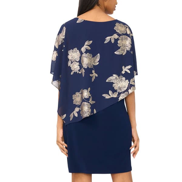 Womens MSK Foil Floral Overlay Sheath Dress