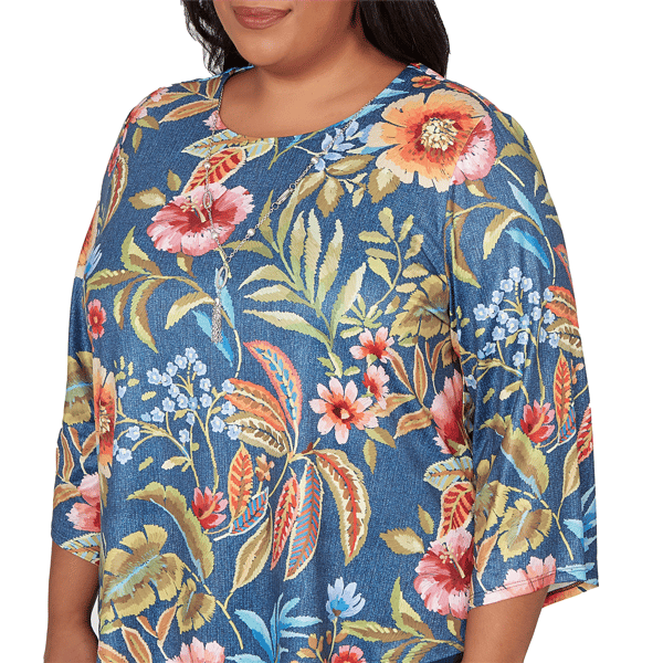 Plus Size Alfred Dunner Classics 3/4 Sleeve Garden Floral Blouse
