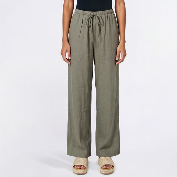 Juniors Hunter & Brown Linen Blend Wide Leg Tie Waist Pants