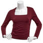Juniors A. Byer Solid Square Neck Side Ruch Knit Top - image 1