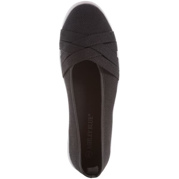 Womens Ashley Blue Solid Canvas Slip On Flats