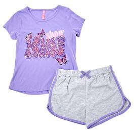 Girls &#40;7-16&#41; Dream Star Sequin Butterfly Kindness Top/Shorts Set