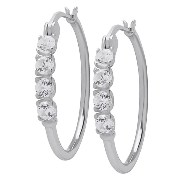 Gianni Argento Sterling Silver 4-Stone Hoop Earrings - image 