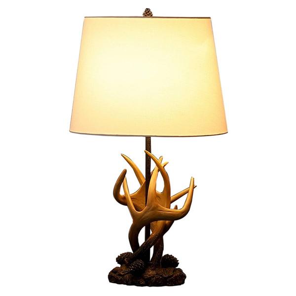 HomeRoots 26in. Natural and Brown Antlers Table Lamp