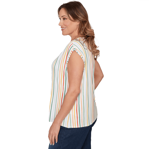 Plus Size Emaline Key Items Cap Sleeve Stripe Tee