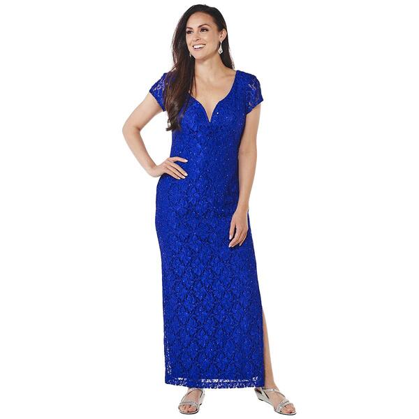 Womens Connected Apparel Sweetheart Neck Sequin Lace Gown