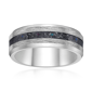 Mens Lynx Stainless Steel Ring with Crushed Titanium Stripe Inlay - image 1