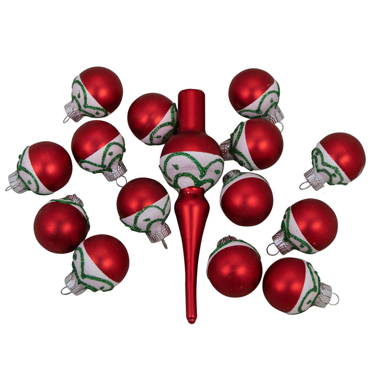 Northlight 15ct Frosted Tree Topper with Christmas Ball Ornaments