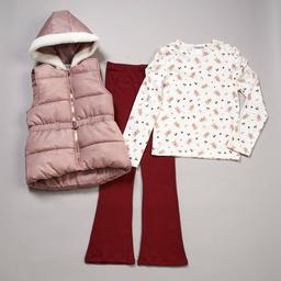 Girls (7-12) Little Lass(R) 3pc. Glitter Puffer Vest/Top & Leggings