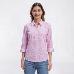 Womens Emily Daniels 3/4 Roll Tab Sleeve Paisley Button Down