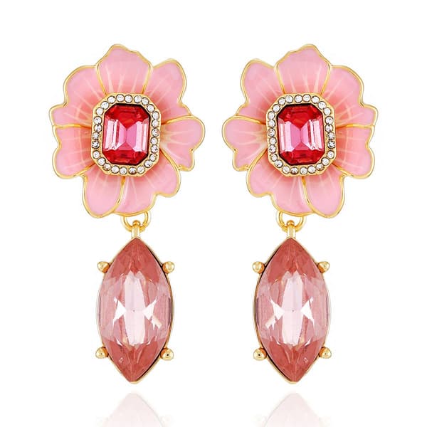 Guess Pink Floral Clip On Earrings
