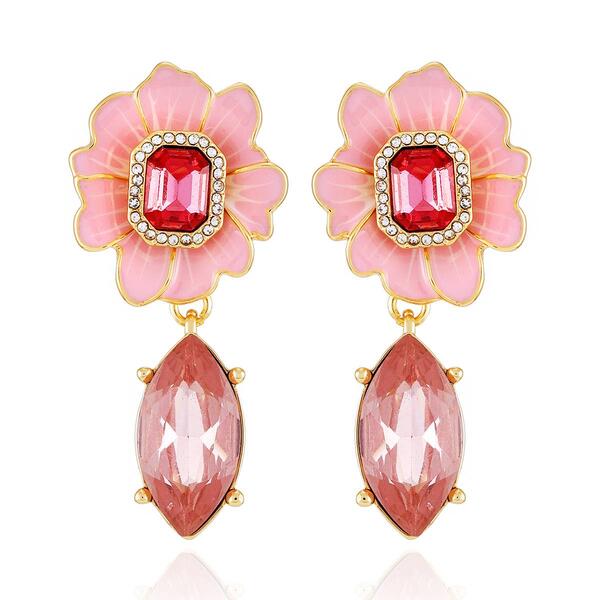 Guess Pink Floral Clip On Earrings - image 