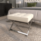 9th & Pike® Modern White Leather Ottoman Stool - image 8