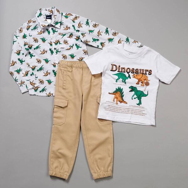 Boys &#40;4-7&#41; Little Rebels&#40;R&#41; 3pc. Dinosaurs Twill Set - image 