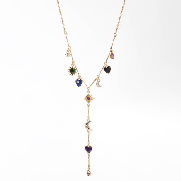 Ashley Gold-Tone Celestial Motif Y-Necklace - image 
