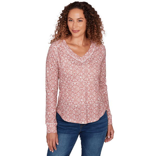 Womens Skyes the Limit Cozy Up Long Sleeve V-Neck Top With Cove