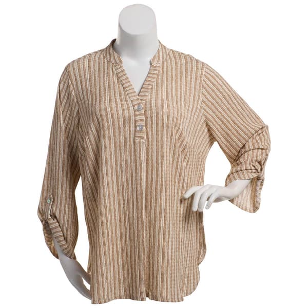 Plus Size Ruby Rd. Must Haves II Textured Henley Tunic Blouse