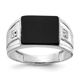 Mens Gentlemens Classics(tm) 14kt. White Gold Cushion Onyx Ring