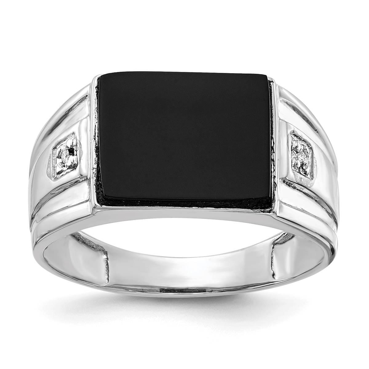 Mens Gentlemens Classics(tm) 14kt. White Gold Cushion Onyx Ring