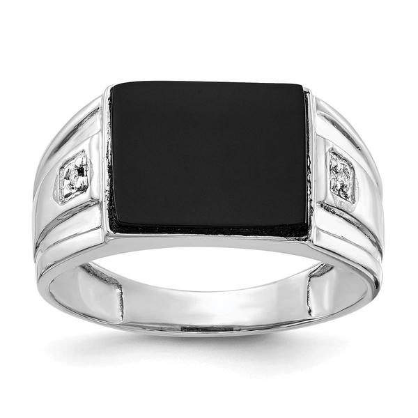 Mens Gentlemens Classics(tm) 14kt. White Gold Cushion Onyx Ring - image 