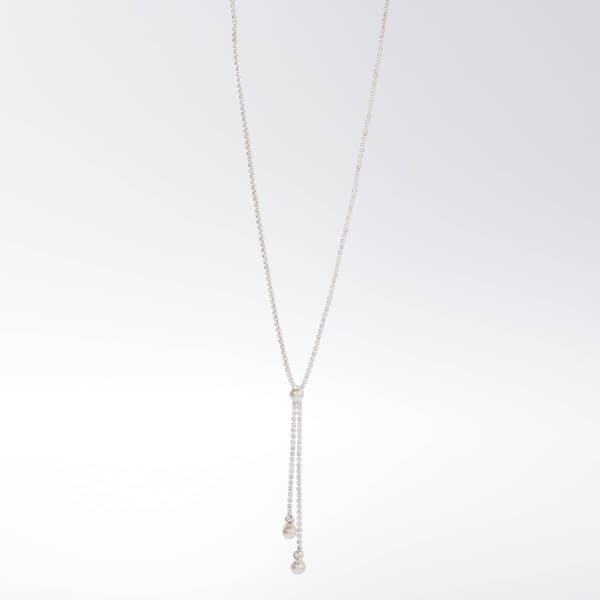 Rosa Rhinestones Pearl Tassels Lariat Necklace - image 