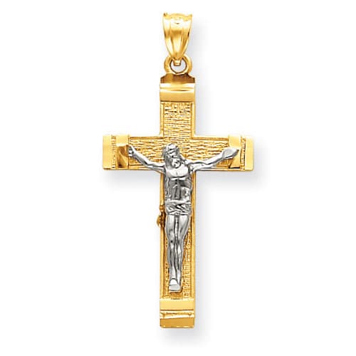 Gold Classics&#40;tm&#41; Two Tone INRI Crucifix Pendant - image 