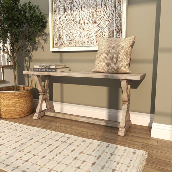 9th & Pike® Farmhouse Brown Wood Bench