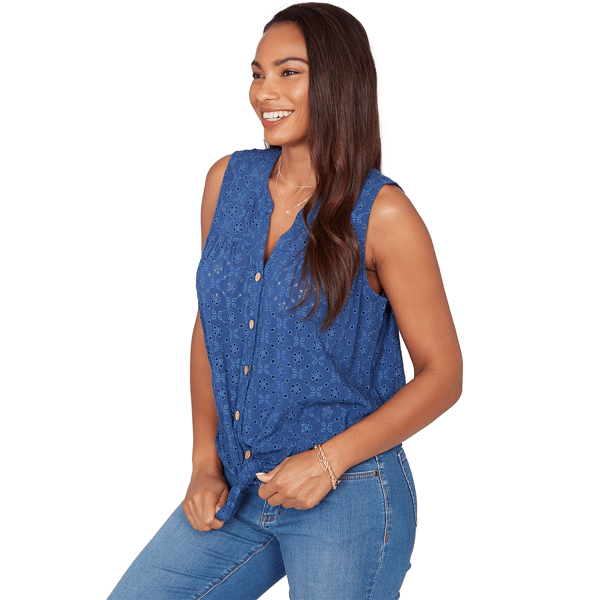 Petite Ruby Rd. French Riviera Sleeveless Eyelet Blouse