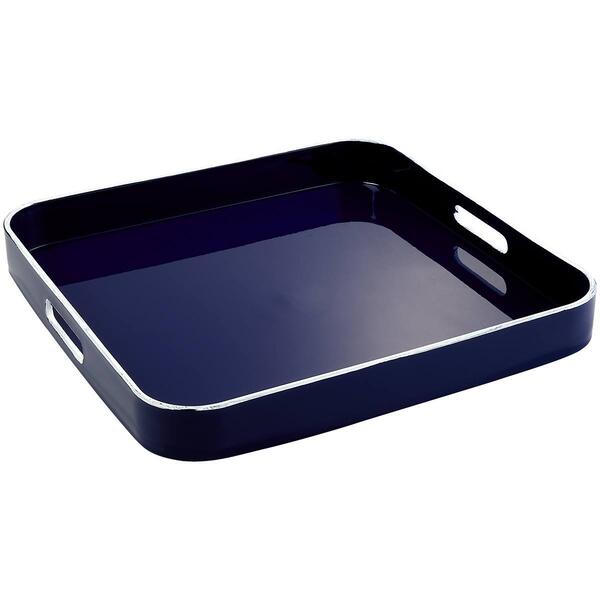 Jay Import Small Square Tray with Rim &amp; Handle - Navy - image 