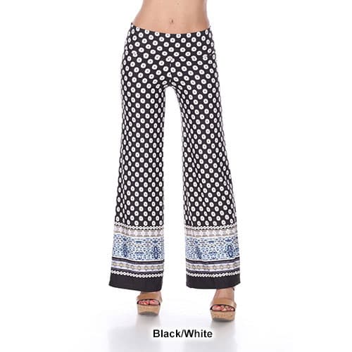 Womens White Mark Border Print Palazzo Pants