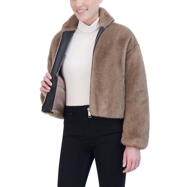 Womens Rebecca Minkoff Vegan Faux Fur Bomber Coat