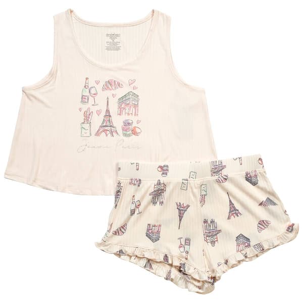 Juniors Derek Heart Pretty Paris Flare Tank & Short Pajama Set