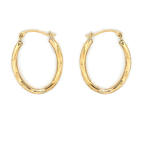 10kt. Yellow Gold Twisted Oval Hoop Earrings - image 