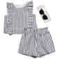 Girls (4-6x) BTween® Striped Ruffled Top & Shorts Set - image 2