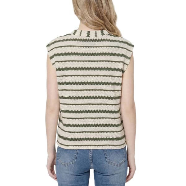 Petite NY Collection Cap Sleeve Stripe Crochet Cardigan