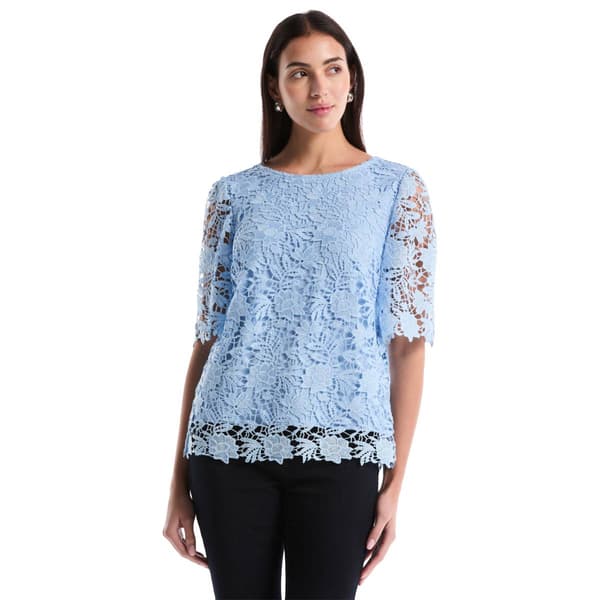 Womens Rafaella Ss All Over Scalloped Lace Top - image 
