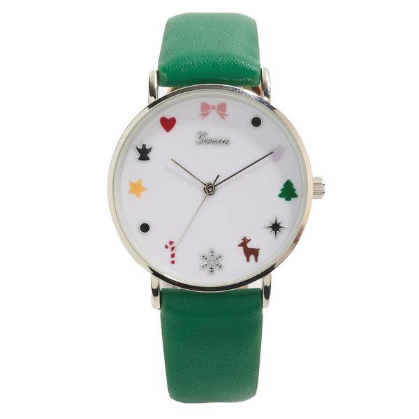 Silver-Tone Holiday Icon Green Strap Watch - PT9773SLGN - image 