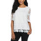 Petite Rafaella&#40;R&#41; Short Sleeve Scalloped Lace Top - image 1