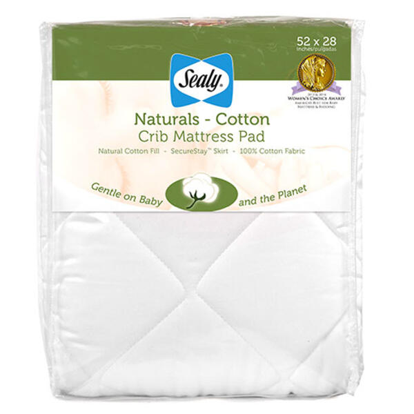 Sealy Naturals Cotton Crib Mattress Pad - image 