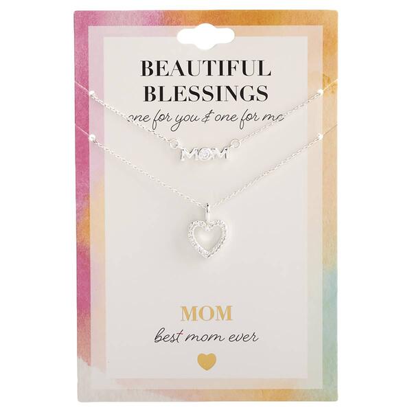 Inspirational Silver Duo Mom Open Heart Pendant - image 