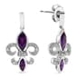 Haus of Brilliance Purple Amethyst Fleur de Lis Dangle Earrings - image 1